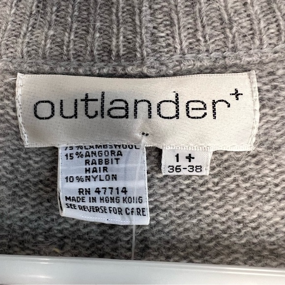 NWT Outlander Lambswool Angora Open Front Cardigan Gray Flower Long Sz 1X Long - Picture 6 of 11